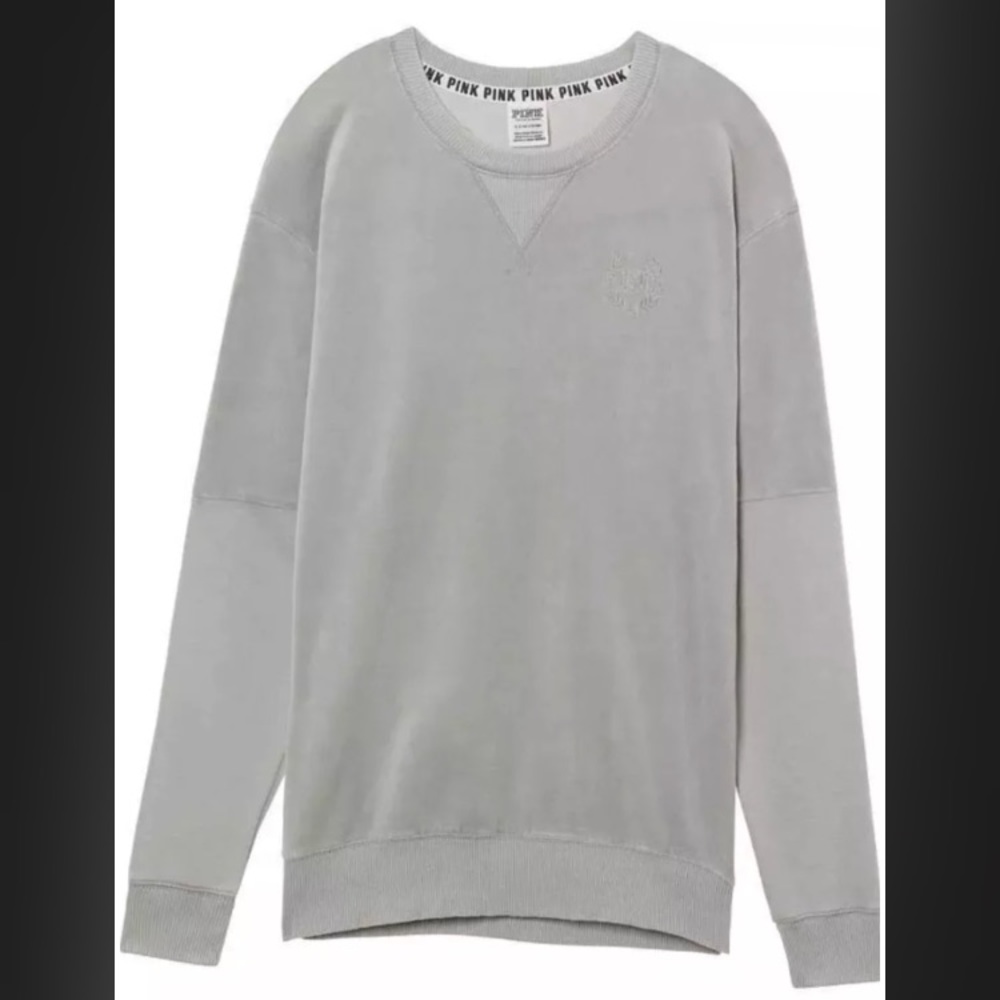 🧥LIKE NEW VELOUR GRAY CREWNECK BY PINK